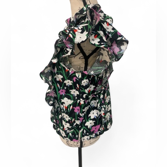 Veronica Beard Sol Floral Flutter Sleeve Cotton Top Size 6 - Picture 10 of 12